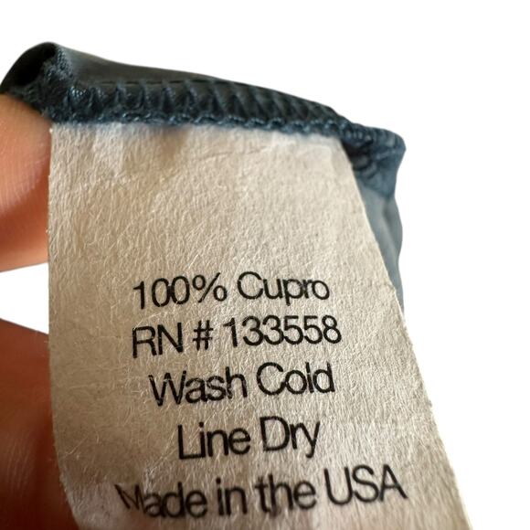 MAKE IT GOOD Blue Patterned Cupro Slip Tank Dress Women's Size Medium USA Made - Picture 6 of 7